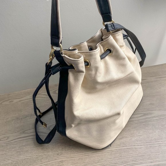H&M Handbags - Two Tone Oversized Bucket Bag Vegan Leather